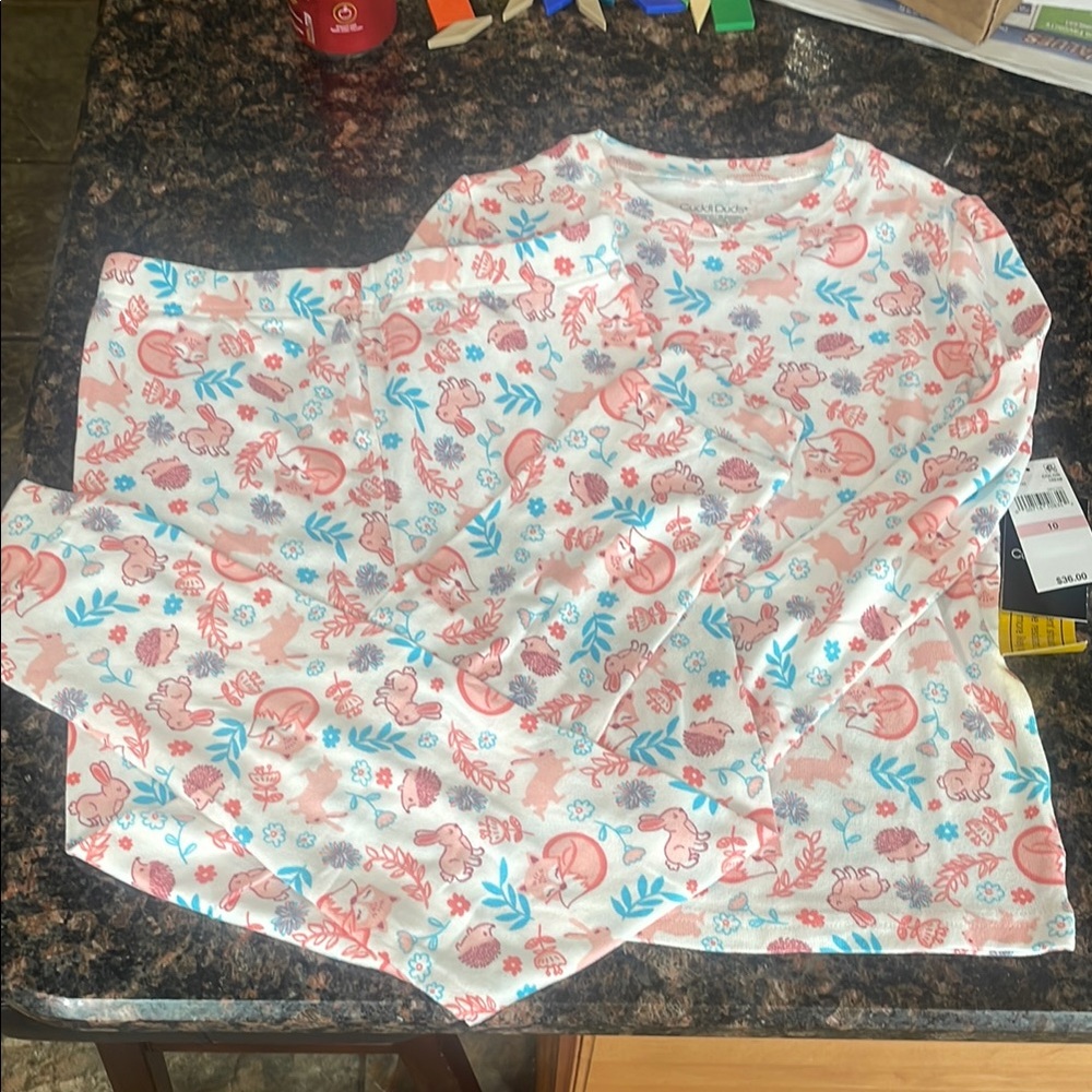 Cuddl Duds Pink and Blue Pajama Sets Floral Print